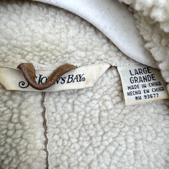 Vintage St John's Bay Women Suede L Embroider Shearling Jacket Penny Lane Floral - Picture 2 of 12